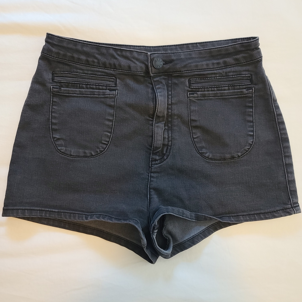 BDG Charcoal/Washed Black High-Waist Denim Shorts